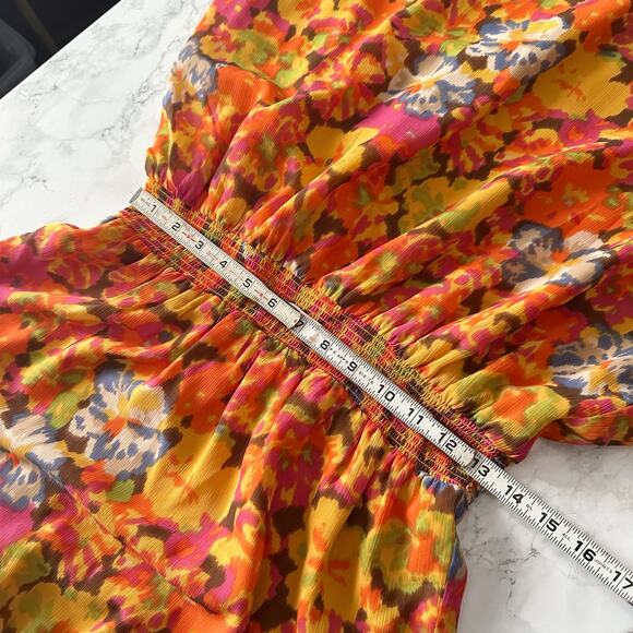 J. Crew Orange Sleeveless‎ Smocked Mock Neck Midi Dress Women's Size Medium NEW - Picture 13 of 14